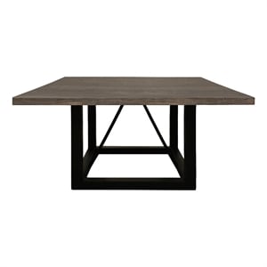 Pemberly Row 60&quot Square Mango Solid Wood Dining Table with Iron Legs in Brown