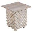 Pemberly Row Mango Solid Wood End Table with Zig-Zag Pattern in White Wash