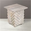 Pemberly Row Mango Solid Wood End Table with Zig-Zag Pattern in White Wash