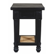 Pemberly Row Woven Cane Mango Wood End Table with 1 Shelf in Black