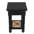 Pemberly Row Woven Cane Mango Wood End Table with 1 Shelf in Black