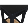 Pemberly Row Woven Cane Mango Wood End Table with 1 Shelf in Black