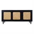 Pemberly Row 3 Woven Cane Door Mango Wood Plasma Stand in Black
