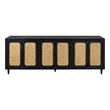 Pemberly Row 6 Woven Cane Door Mango Wood Sideboard in Black