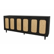 Pemberly Row 6 Woven Cane Door Mango Wood Sideboard in Black