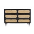 Pemberly Row 6 Woven Cane Drawer Mango Wood Dresser in Black