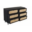 Pemberly Row 6 Woven Cane Drawer Mango Wood Dresser in Black