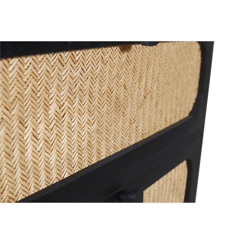 Pemberly Row 6 Woven Cane Drawer Mango Wood Dresser in Black