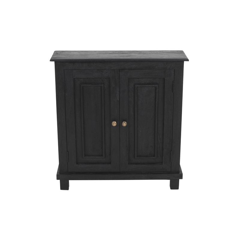 Pemberly Row 2-Door Mango Solid Wood Sideboard in Charcoal Gray