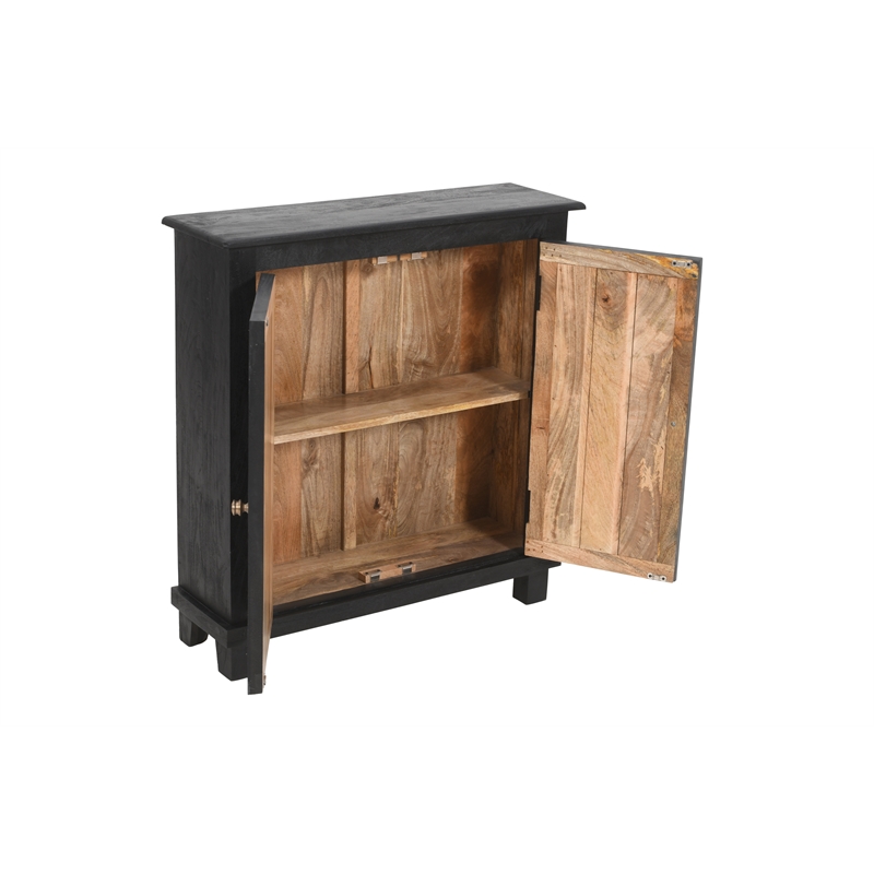 Pemberly Row 2-Door Mango Solid Wood Sideboard in Charcoal Gray