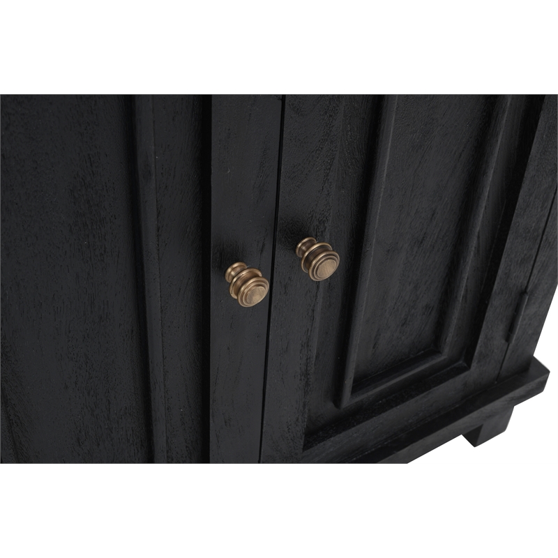 Pemberly Row 2-Door Mango Solid Wood Sideboard in Charcoal Gray
