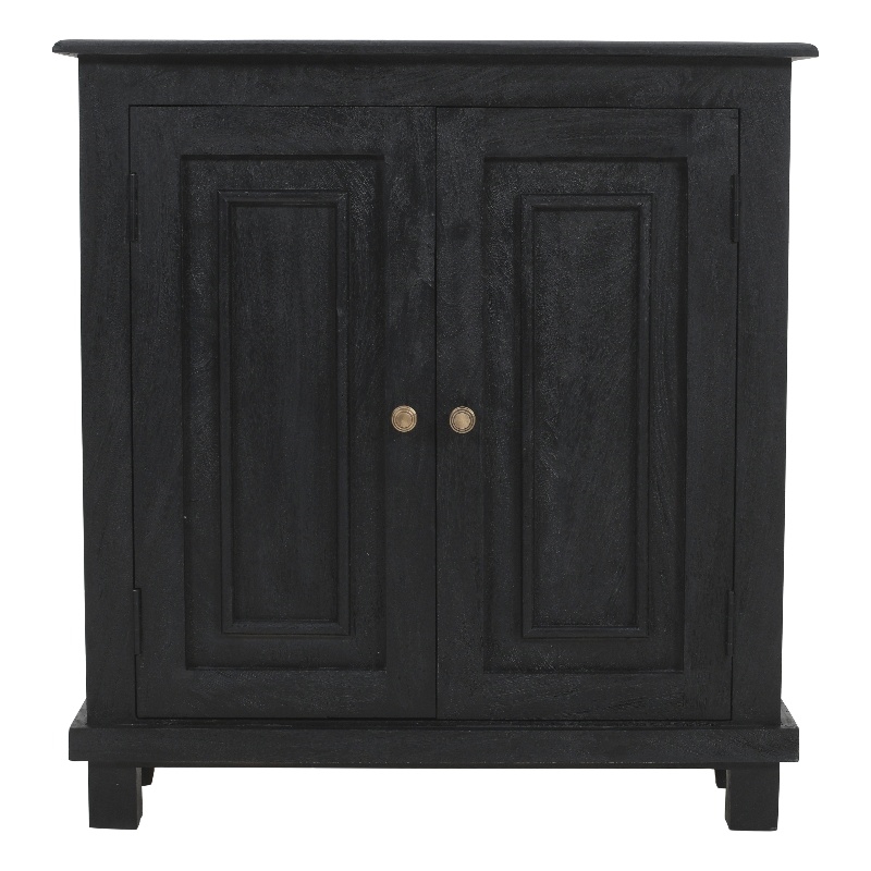 Pemberly Row 2-Door Mango Solid Wood Sideboard in Charcoal Gray