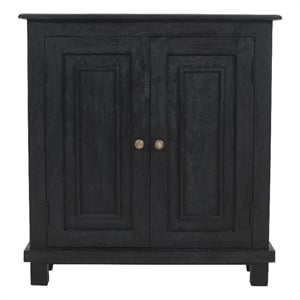 Pemberly Row 2-Door Mango Solid Wood Sideboard in Charcoal Gray
