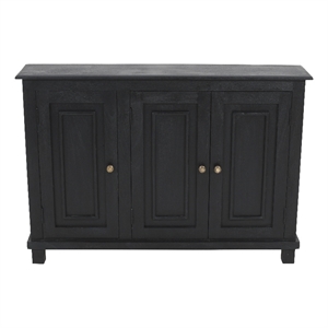 Pemberly Row 3-Door Solid Wood Mango Sideboard in Charcoal Gray
