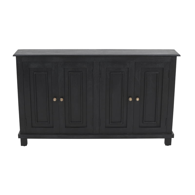 Pemberly Row 4-Door Solid Wood Mango Sideboard in Charcoal Gray