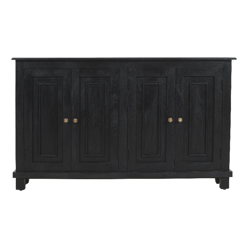 Pemberly Row 4-Door Solid Wood Mango Sideboard in Charcoal Gray