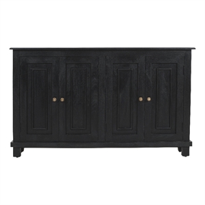 Pemberly Row 4-Door Solid Wood Mango Sideboard in Charcoal Gray