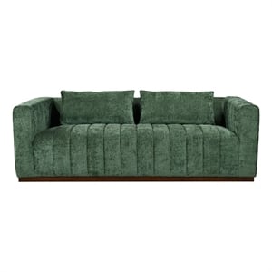Pemberly Row 92&quot Sofa with 2 Toss Pillows in Cypress Green Multi-Weave