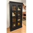 Pemberly Row 2-Door Mango Solid Wood Tall Glass Cabinet in Charcoal
