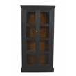 Pemberly Row 2-Door Mango Solid Wood Tall Glass Cabinet in Charcoal