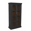 Pemberly Row 2-Door Mango Solid Wood Tall Glass Cabinet in Charcoal