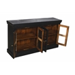 Pemberly Row 4-Door Mango Solid Wood & Glass Sideboard in Charcoal Gray
