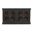 Pemberly Row 4-Door Mango Solid Wood & Glass Sideboard in Charcoal Gray