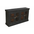 Pemberly Row 4-Door Mango Solid Wood & Glass Sideboard in Charcoal Gray