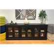 Pemberly Row 6-Door Mango Solid Wood & Glass Sideboard in Charcoal Gray