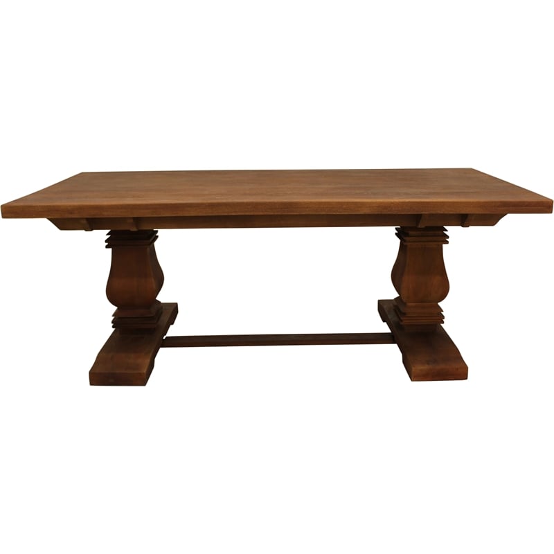 Pemberly Row 81x39 Solid Mango Wood Rectangle Dining Table in Distressed Brown