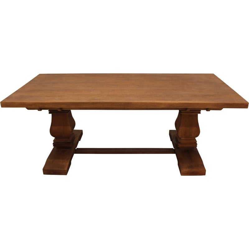 Pemberly Row 81x39 Solid Mango Wood Rectangle Dining Table in Distressed Brown