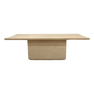 Pemberly Row 84&quot Solid Mango Wood Dining Table in Stone Natural Finish