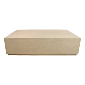 Pemberly Row 72&quot Solid Mango Wood Cocktail Table in Stone Natural Finish