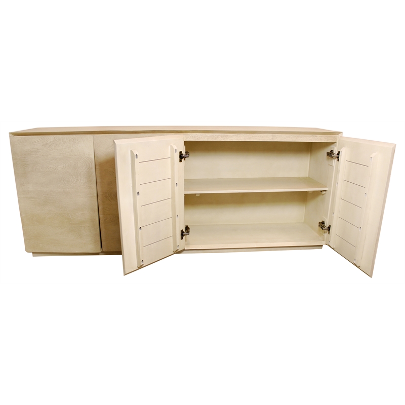 Pemberly Row 4-Door Solid Mango Wood Sideboard in Stone Natural Finish
