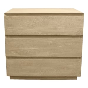 Pemberly Row 3-Drawer Solid Mango Wood 26&quot Nightstand in Stone Natural