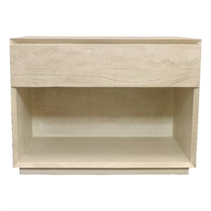 Pemberly Row 1-Drawer Solid Mango Wood 32&quot Nightstand in Stone Natural