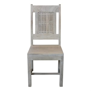 Pemberly Row 41&quot Solid Mango Wood Dining Chair in Brushed Ivory (Set of 2)