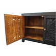 Pemberly Row 4-Door Solid Mango Wood Media Cabinet in Charcoal Grey