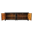 Pemberly Row 4-Door Solid Mango Wood Media Cabinet in Charcoal Grey