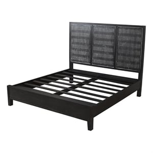 Pemberly Row Eastern King Solid Mango Wood Bed in Antique Brown Finish
