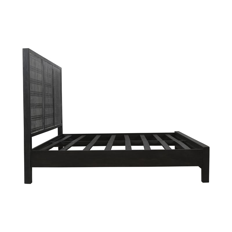 Pemberly Row Queen Mango Solid Wood Bed in Antique Brown Finish