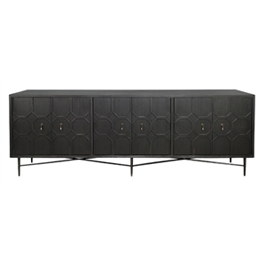 Pemberly Row 6-Door Recycled Pine Wood Sideboard with Iron Base