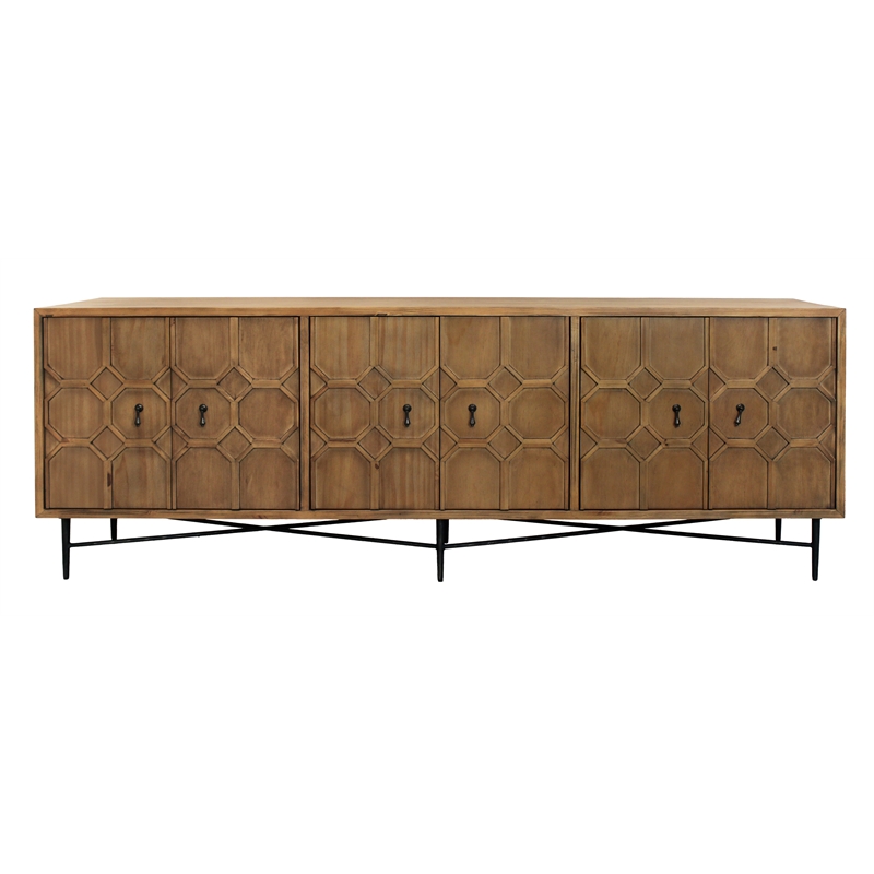 Pemberly Row 6-Door Recycled Pine Wood Sideboard in Natural Finish