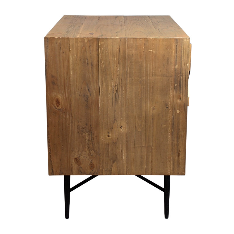 Pemberly Row 2-Drawer Recycled Pine Wood Nightstand in Natural Finish