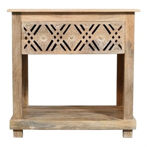 Pemberly Row 1-Drawer Solid Mango Wood Nightstand with Metal Glides in Natural
