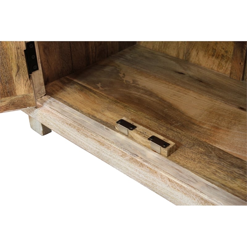 Pemberly Row Solid Mango Wood Nightstand with Drawer in Distressed White