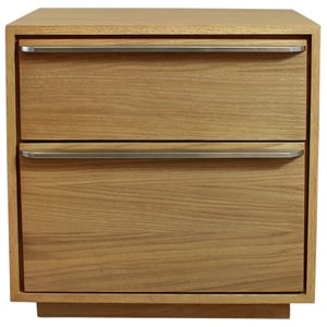 Pemberly Row 2-Drawer Oak Wood Nightstand with Metal Handles in Natural