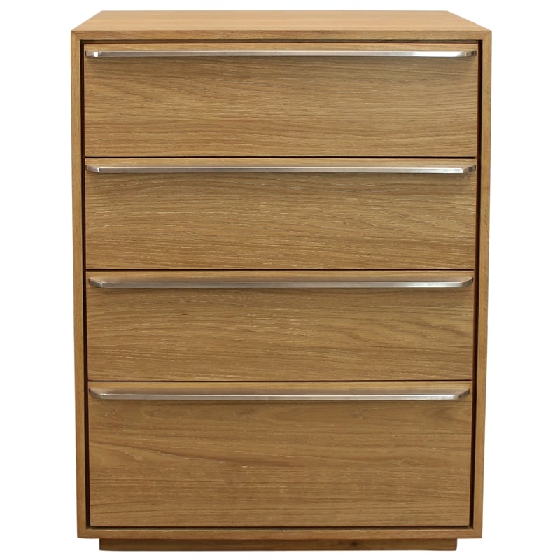Pemberly Row 4-Drawer Oak Wood Dresser with Metal Handles in Natural Finish