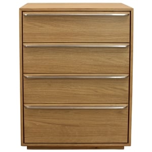 Pemberly Row 4-Drawer Oak Wood Dresser with Metal Handles in Natural Finish