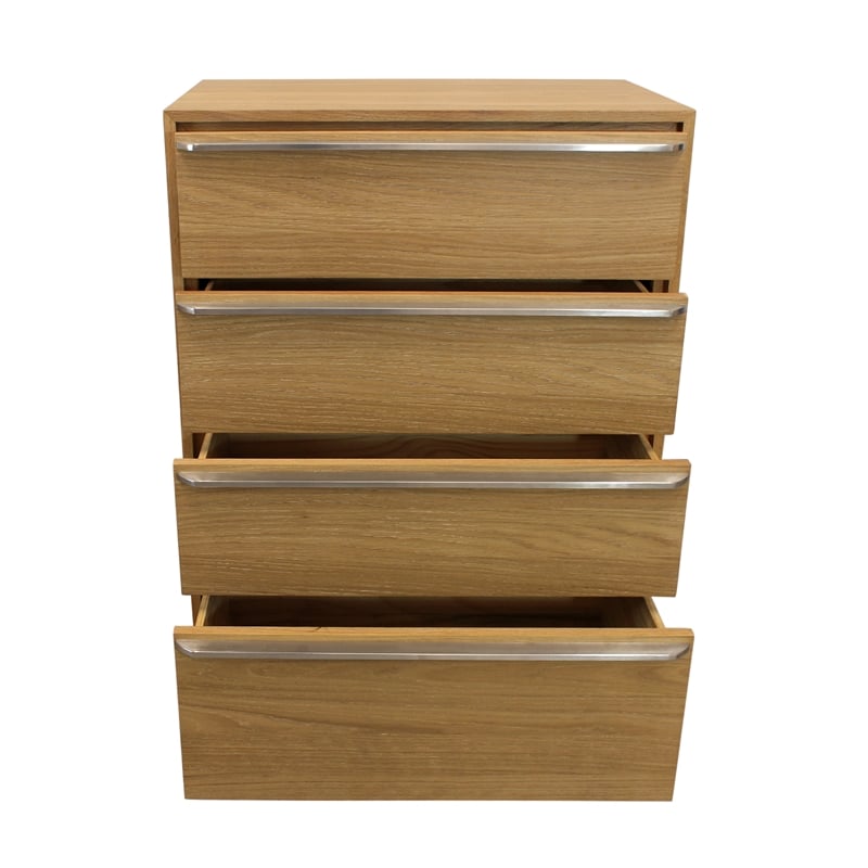 Pemberly Row 4-Drawer Oak Wood Dresser with Metal Handles in Natural Finish